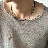 Riolio  Mens Ripped Knitted Nightclub T-Shirt Streetwear Fashion Personality Hollow Trend Casual Long-Sleeve Top Men'S Clothing New