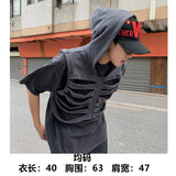 Riolio Skeleton Rib Vest Men's Summer Trendy Design High-end Sleeveless Hooded Vest American High Street Retro Jacket Aesthetic Chic