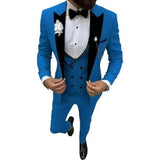 Riolio  Elegant 3 Piece Men's Velvet Tuxedo Suit Slim Fit Peak Lapel Blazer Vest And Pant Set for Business Wedding And Party
