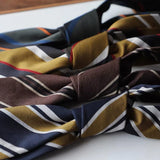 Riolio  2PCS Neck Tie Set Men Luxury Soft Cotton Neckties Brown Striped Pocket Square British Style Gentleman Tuxedo Shirt Accessories
