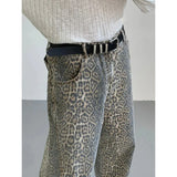 Riolio  Women's Jeans Leopard High Waist Hip Hop Straight Fashion Pants Streetwear Harajuku Y2K Style Female Wide Leg Denim Trousers
