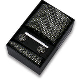Riolio  Tie For Men Tie Clips Set Necktie Man Wedding Blouses Dress Cufflinks Gift Box Pocket Square Clip Business Skinny Gravetas