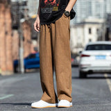 Riolio  Retro Pants Men Summer Loose Straight Pants Casual and Versatile Solid Color Pants