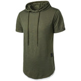 Riolio Summer Hooded Sweatwear New Mens Short Sleeve Loose T-shirt Solid Color Lightweight Hoodie Fitness Breathable Collar Tops