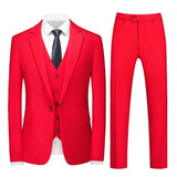 Riolio  M-6XL Double Vent Mens Suit ( Blazer+Vest+Pants) Solid Color Formal Office Business Suit Three-piece Groom's Wedding Dress Party