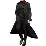 Riolio Men's Windbreaker Spring Autumn Long-Slevee Extra Long Trench Coat Classic Trend Double Breasted Solid Color Temperament Trench