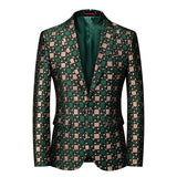 Riolio Fashion New Men's Casual Boutique Business Wedding Host Slim Bronzing Suit Flower Jacket Dress Blazers Coat