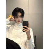 Riolio Spring New Niche Shirt Deconstructed Stand Collar Long-sleeved Shirt Men's Mature Elegant Youth Design Feel Loose Casual Blouse