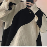 Riolio Autumn and Winter O-Neck Knit Sweater for Men Cow Patchwork Pullover Men Loose Casual Harajuku New Mens Oversized Sweater