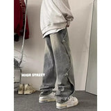 Riolio streetwear fits American Style High Street Design Sensibility Niche Men's Spring Season Workwear Jeans Loose-fit Straight-leg Casual Long Pants