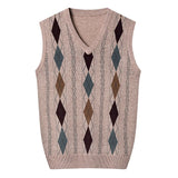 Riolio  Autumn Winter Mens Knitted Sleeveless Jacket Man V-Neck Warm Jumper Knitted Waistcoats Men Wool Pullovers Sweater Vests Clothing