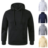 Riolio Men's Fleece Hoodies Streetwear Long Sleeve Sweatshirts Solid Color Casual Hooded Pullover Male Oversized Sportwear Hoodie