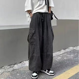 Riolio Spring Autumn Men Baggy Jeans Men Wide Leg Pants Big Pockets Elastic Waist Streetwear Trousers Male Loose Denim Pants