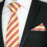 Riolio  Newest Tie Set 8CM Mens Necktie Handkerchief Neck Ties Sets For Man Yellow Color Plaids Stripes Jacquard Cravat Business Party
