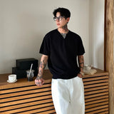 Riolio Summer New Loose Men's ort Sve T-irt V-Ne f Sve Simple Sle Korean Faion Casual Top Youth ular Basic Fit
