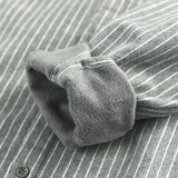 Riolio  Autumn Winter Men Casual Vertical Stripes Plus Velvet Shirt Cotton Long Sleeve Comfortable Daily Tops Button Down Shirts Coat