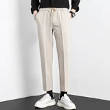Riolio  Men's Clothing Summer Casual Tie Waist Straight Fit Slim Stretch Comfortable No Iron Wrinkle Resistant High Quality Dress Pants