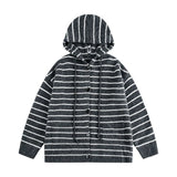 Riolio Korean retro high street striped men and women trendy personality hooded sweater couple hip-hop loose retro Harajuku casual top