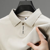 Riolio Lightweight Polo Shirt Short Sleeve Tshirts for Men Casual Streetwear Lapel Button Jogging Tops Summer Men's Solid Color Shirts