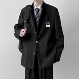Riolio  Mens Japanese College Student Uniform Jacket New Spring College Style Trend School Uniform Stand Collar Suit Jacket Unisex