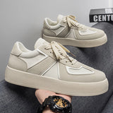 Riolio  Men’s Vintage Colorblock Trainer Sneakers Chunky Sole Low Top Lace Up Casual Sport Shoes for Spring Daily Wear