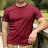Riolio  Men's Cotton Solid T-shirt Summer Casual Crew Neck Short Sleeve Sport Tee