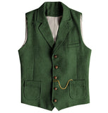 Riolio  Vintage Business Formal Wedding Vest with Pockets, Retro Office Party Sleeveless Jacket Office Party Slim Fit Business Waistcoa