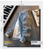 Riolio American Striped Spliced Denim Jacket Men 2025 Autumn Trendy Handsome Men Women Casual Loose Work Shirt Jacket Aesthetic Chic