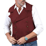 Riolio  Men Vest Brown Double Button Frosted Velvet Waistcoat For Banquet Birthday Wedding Business Work Formal Set Men Suit Vest