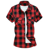 Riolio  Summer Hot Sale Of The Season Men's Checkered Shirt Short Sleeve Large Size Trendy Youth Casual Korean Style Fashionable Double