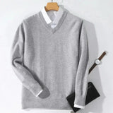 Riolio  Men's Cashmere Warm Pullovers Sweater V Neck Knit Autumn Winter Fit Tops Male Wool Knitwear Jumpers Bottoming shirt Plus Size
