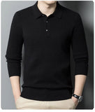Riolio  100% Wool Lapel Thickened Wool Sweater Autumn and Winter Lead Sweater Men's Polo Knitted Long Sleeves