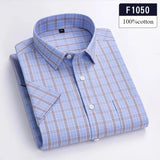 Riolio  Hight qulity summer 100%cotton thin short sleeve shirts for men slim fit formal shirt soft designer tops korean popular clothes