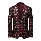 Riolio Fashion New Men's Casual Boutique Business Wedding Host Slim Bronzing Suit Flower Jacket Dress Blazers Coat