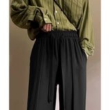Riolio  Solid Color Men New Versatile Trousers Elastic Strap Straight Loose Casual Pants