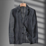 Riolio Navy Blue Linen Blazer Men Summer Casual Suit Single Jacket For Men Black Blazer Men New Casual Spring And Autumn Business