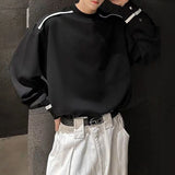 Riolio  Mens T-Shirts Contrast Striped Casual T-Shirts Spring Streetwear Versatile Long-Sleeved Tops Old Money Men'S Clothing New