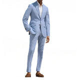 Riolio  Blue Mens Suit 2 Pieces Blazer Pants Single Breasted Peaked Lapel Formal Business Slim Fit Formal Wedding Groom
