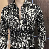 Riolio  Trendy Casual Print Long Sleeve Shirt Stylish MenS Shirt