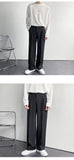 Riolio New Men White Straight Pants Fashion Korean Loose Suit Trousers Casual Draped Baggy White Wide Pant Male Streetwear