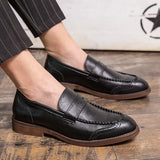 Riolio Brogue Men Shoes Fashion Loafers Comfy PU Leather Men's Flats Luxury Brand Male mocasines Footwear Men Big size Casual Shoes