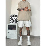 Riolio  Ins American Versatile Shorts Men's Summer New Versatile Street Style Loose Solid Color Sports Five Points