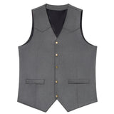 Riolio  Men Vest Gold Suede Leather Gentleman Business Waistcoat Vintage Western Cowboy Regular Slim Business Banquet Men Suit Vest