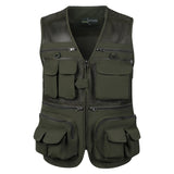 Riolio  Men's Vest Tactical Webbed Gear Coat Summer Photographer Waistcoat Tool Many Pocket Mesh Work Sleeveless Jacket Male