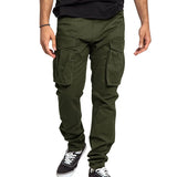Riolio  independent station spring and summer new plus size men's cargo pants solid color multi-pocket casual pants men's model