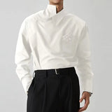 Riolio  Spring Autumn New Men's Shirt Design Irregular Turn-down Collar Tops French Fashion Show Unique Buckle Men Long Sleeve Shirt