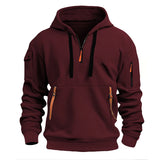 Riolio  Spring Autumn Men's Pullover Hoodies Fashion Mens Solid Color Multi-pocket Hooded Coats Mens Sports Zipper Sweatshirts Clothing