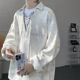 Riolio  Collar Sweatshirt Mens Layered V Neck Pullover Fake Two Piece Streetwear Casual Hoodie Jacket Fall 2025 New Tie Dye Design