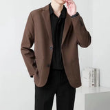 Riolio WELL DRESSED MEN Brown Black Blazer Men Slim Fit Fashion Social Mens Dress Jacket Korean Business Casual Suit Jacket Mens Office Formal Blazer