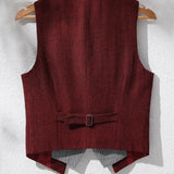 Riolio  Men's Suits Vest V Neck Fake Two Pieces Herringbone Wool Business Fashion Style Formal Men's Waiscoat For Wedding
